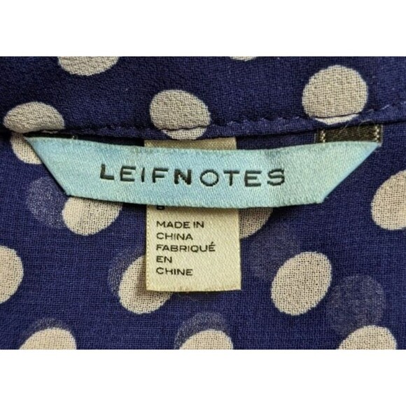 Anthropologie LEIFNOTES "Times Two" Polka Dot Floral Tie Front Blouse Size 8 - Picture 9 of 10